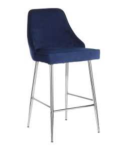 LumiSource Marcel Counter Stools, Chrome/Navy Blue, Set Of 2 Stools 2