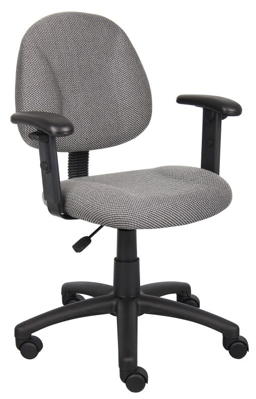 Boss Office Products Deluxe Posture Fabric Mid-Back Task Chair, Gray/Black