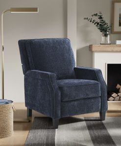 Relax A Lounger Shoreline Push Back Fabric Accent Chair Recliner, Navy