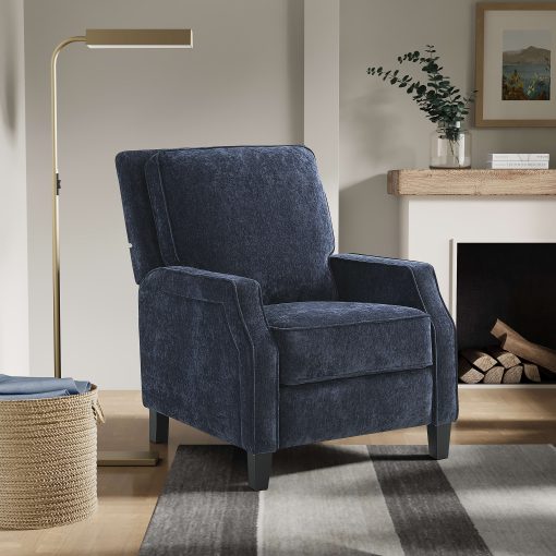 Relax A Lounger Shoreline Push Back Fabric Accent Chair Recliner, Navy
