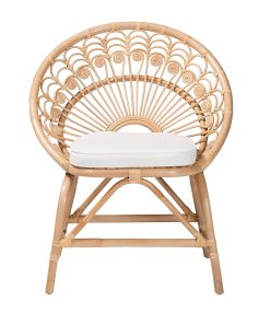 bali & pari Abriella Modern Bohemian Rattan Peacock Accent Chair, Natural Brown 2