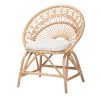 bali & pari Abriella Modern Bohemian Rattan Peacock Accent Chair, Natural Brown