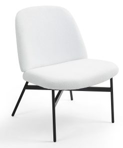 Glamour Home Belhonor Fabric Accent Chair With Metal Legs, White/Black 2