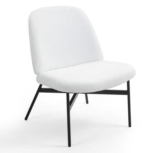 Glamour Home Belhonor Fabric Accent Chair With Metal Legs, White/Black - Image 2