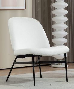 Glamour Home Belhonor Fabric Accent Chair With Metal Legs, White/Black