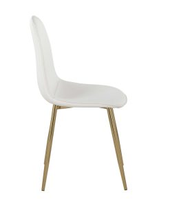 LumiSource Pebble Contemporary Dining Chairs, White/Gold, Set Of 2 Chairs 2