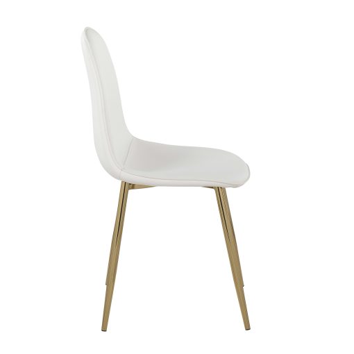 LumiSource Pebble Contemporary Dining Chairs, White/Gold, Set Of 2 Chairs - Image 2
