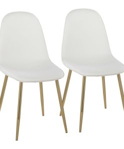 LumiSource Pebble Contemporary Dining Chairs, White/Gold, Set Of 2 Chairs