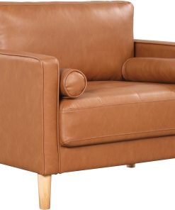 Lifestyle Solutions Lyla Faux Leather Guest Chair, Caramel 2
