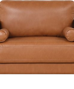 Lifestyle Solutions Lyla Faux Leather Guest Chair, Caramel