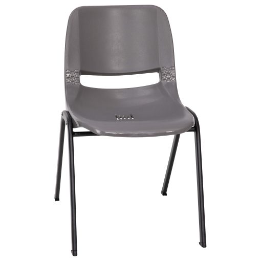 Flash Furniture HERCULES Series Ergonomic Stack Chair, Gray/Black - Image 2