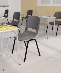 Flash Furniture HERCULES Series Ergonomic Stack Chair, Gray/Black