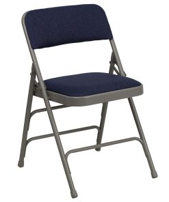 Flash Furniture HERCULES Vinyl Curved Triple-Braced Folding Chair, Navy/Gray 2