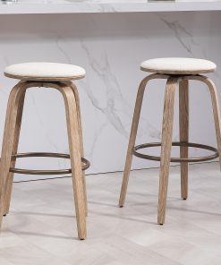 Glamour Home Beatus Fabric Barstool, Beige/Brown 2