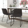 ALPHA HOME Faux Leather Mid-Back Accent Chair With Metal Legs, Brown 4