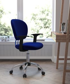 Flash Furniture Mesh Mid-Back Swivel Task Chair With Arms, Blue/Silver