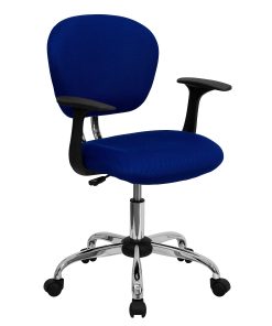 Flash Furniture Mesh Mid-Back Swivel Task Chair With Arms, Blue/Silver 2