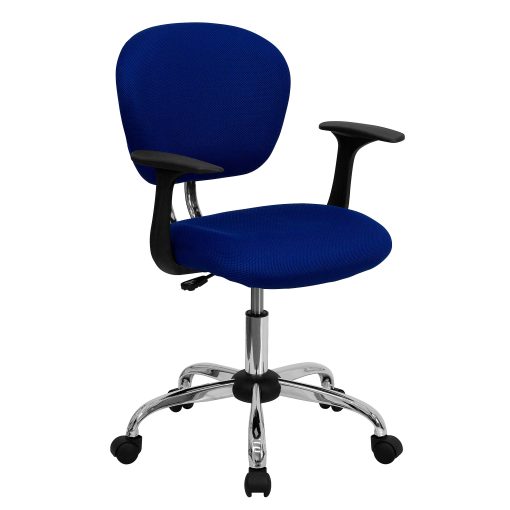 Flash Furniture Mesh Mid-Back Swivel Task Chair With Arms, Blue/Silver - Image 2