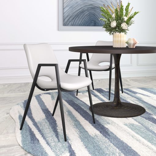 Zuo Desi Dining Accent Chairs, White/Black, Set Of 2 Chairs