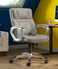 Serta Hannah Ergonomic Fabric Mid-Back Office Chair, Glacial Gray/Silver