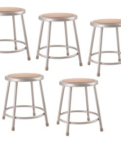 National Public Seating Hardboard Task Stool 18"H, Gray Seat/Gray Frame, Set of 5