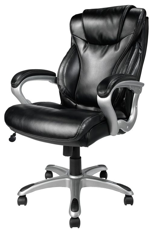 Realspace® EC620 Bonded Leather High-Back Executive Chair, Black - Image 2