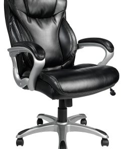 Realspace® EC620 Bonded Leather High-Back Executive Chair, Black