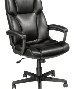 Realspace® Breckland Executive Bonded Leather High-Back Chair, Black