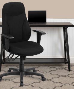 Flash Furniture Fabric High-Back Multifunctional Ergonomic Swivel Chair With Adjustable Armrests, Black 2