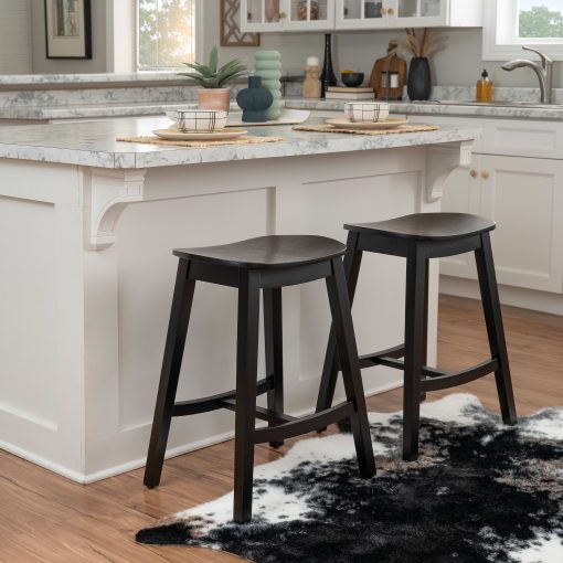 Linon Carberry Backless Counter Stools, Black, Set Of 2 Stools - Image 2