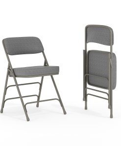 Flash Furniture Hercules Premium Curved Upholstered Folding Chairs, Set Of 2 Chairs, Gray