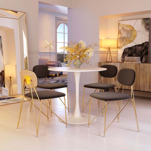 Zuo Georges Dining Accent Chairs, Gray/Gold, Set Of 2 Chairs - Image 2