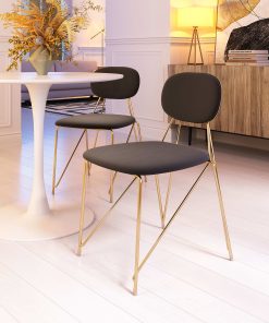 Zuo Georges Dining Accent Chairs, Gray/Gold, Set Of 2 Chairs
