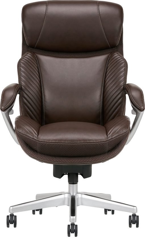 Serta® iComfort i6000 Big & Tall Ergonomic Bonded Leather High-Back Executive Office Chair, Brown/Silver - Image 2