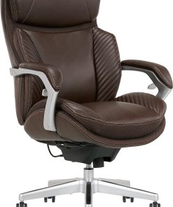 Serta® iComfort i6000 Big & Tall Ergonomic Bonded Leather High-Back Executive Office Chair, Brown/Silver