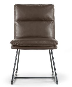 Glamour Home Aulani Upholstered Dining Chairs With Puffy Cushions, Brown, Set Of 2 Chairs 2