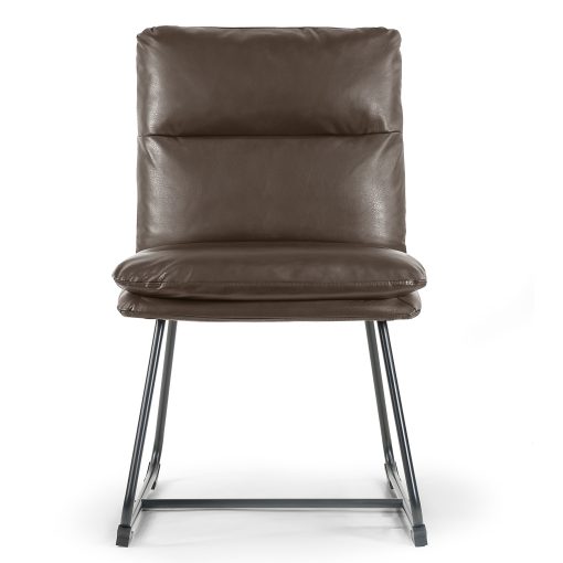 Glamour Home Aulani Upholstered Dining Chairs With Puffy Cushions, Brown, Set Of 2 Chairs - Image 2