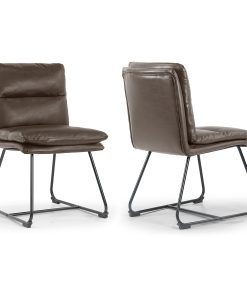 Glamour Home Aulani Upholstered Dining Chairs With Puffy Cushions, Brown, Set Of 2 Chairs