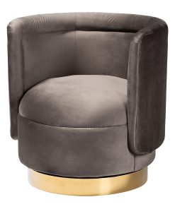 Baxton Studio Saffi Swivel Accent Chair, Gray