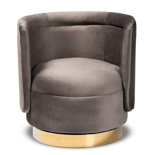 Baxton Studio Saffi Swivel Accent Chair, Gray - Image 2