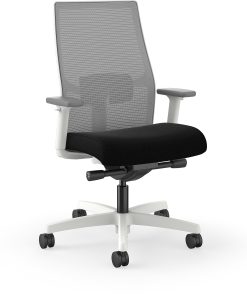 HON Ignition Mid-back Task Chair - Black Seat Color - Fog Back Color - Mesh Back Material - Designer White Frame Color - Mid Back - 1 Each
