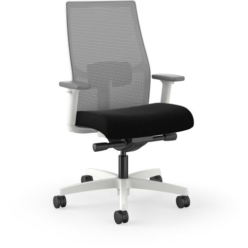 HON Ignition Mid-back Task Chair - Black Seat Color - Fog Back Color - Mesh Back Material - Designer White Frame Color - Mid Back - 1 Each