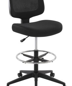 Realspace® Laristo Mesh/Fabric Mid-Back Drafting Chair, Black, BIFMA Compliant
