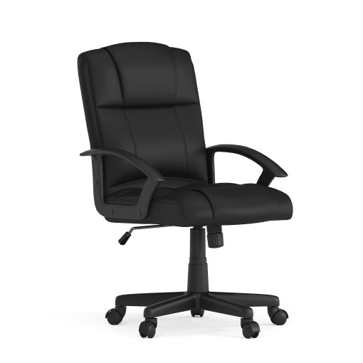 Flash Furniture Flash Fundamentals LeatherSoft™ Faux Leather Mid-Back Task Chair, Black - Image 2