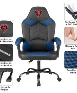 Imperial Adjustable Oversized Vinyl High-Back Office Task Chair, NFL Chicago Bears, Black/Blue 2