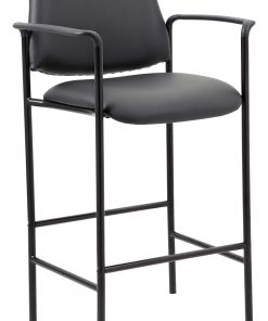Boss Office Products Square Back Stool with Antimicrobial Vinyl, Black