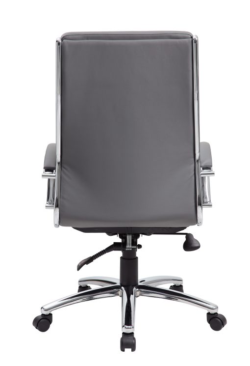 Boss Office Products CaressoftPlus™ Vinyl Ergonomic High-Back Chair, Gray/Chrome - Image 2