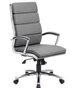 Boss Office Products CaressoftPlus™ Vinyl Ergonomic High-Back Chair, Gray/Chrome