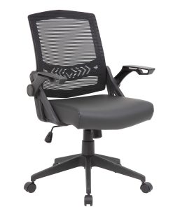 Boss Office Products Flip Arm Mesh Task Chair with Antimicrobial Protection, Black