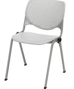KFI Studios KOOL Stacking Chair, Light Gray/Silver 2